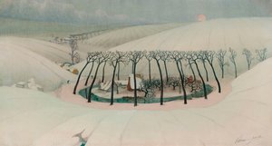 En gård i en dal, ca. 1916 (olie på lærred) af Valerius de Saedeleer