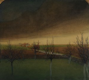 Før foråret (akvarel på papir) af Valerius de Saedeleer