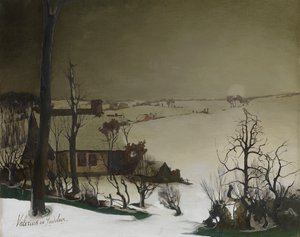 Vinterlandskab om morgenen (olie på panel) af Valerius de Saedeleer