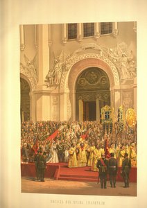 Kejserparret forlader Kristi Frelsers katedral fra kroningsalbummet, 1883