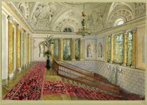 Trappe i et palads. Værk af Vasily Semyonovich Sadovnikov (1800-1879), akvarel på papir af Vasili Semenovich Sadovnikov