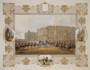 Gennemgang af Hestegarderregimentet foran Vinterpaladset, 1850