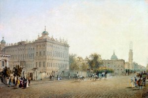 Udsigt over perspektivet Nevskij (Nevskij) i St. Petersborg i 1830. Rusland Akvarel af Vasily Sadovnikov (1800-1879) 1830 St. Petersborg. Eremitagens bibliotek