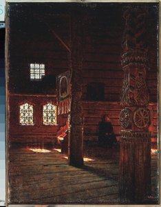Interiør af Peter og Paul-kirken i Puchug - Maleri af Vasili Vasilyevich Vereshchagin (Vassili Vereshchagin) (1842-1904), olie på lærred af Vasili Vasilievich Vereshchagin