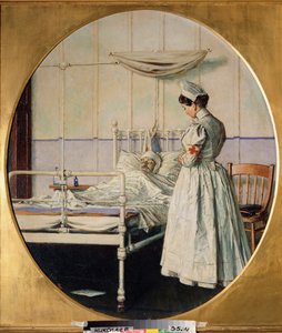 The Letter Remains Incomplete (The Letter Remains Incomplete) - En amerikansk sygeplejerske, der står nær sengen af ​​en død soldat på hospitalet, mediterer foran kroppen - episode af den spanske amerikanske krig af Vasili Vasilievich Vereshchagin