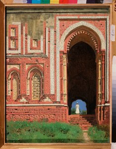 Qutb Minar, En omgivende port i det gamle Delhi (Indien) (Qutub Minar, En omgivende port i det gamle Delhi) - Maleri af Vasili Vasilyevich Vereshchagin (Vassili Vereshchagin) (1842-1904) af Vasili Vasilievich Vereshchagin