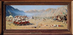 Et pludseligt angreb (erobringen af ​​Turkestan af det kejserlige Rusland af Vasili Vasilievich Vereshchagin