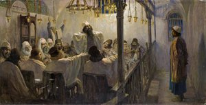 Il est coupable de la mort - Han er skyldig i døden! - Polenov, Vasili Dmitrievich (1844-1927) - 1906 - Olie på lærred - 113x220 - Privat samling (Del af serien af malerier Kristi liv færdiggjort af kunstneren i slutningen af 1890-1900-tallet) af Vasilij Dmitrievich Polenov