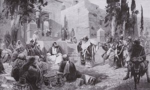 Jesus og kvinden taget i utroskab (litho) af Vasilij Dmitrievich Polenov