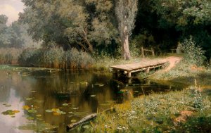 Bassinet bevokset med vegetation. Maleri af Vasily Dmitrievich Polenov (1844-1927)