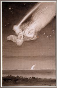 Etoile filante (faldende stjerne) - Aquarelle sur papier de Vassili (Vasili, Vasilii, Wilhelm) Alexandrovich Kotarbinsky (Kotarbinski, Kotarbinskii) (1849-1921), annees 1910 - Collection privee af Vasily Alexandrovich Kotarbinsky