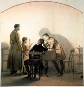 Ved klaveret, 1855.