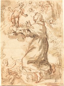 Kristusbarnet, der viser sig for den hellige Frans af Venetian 17th Century