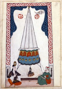 Indvendigt billede af en bolig i Tyrkiet under det osmanniske rige. Miniature fra "" Turkish Memorials"" (codex Cicogna 1971 "Memorie Turchesche") Akvarel fra det 17. århundredes venetianske skole. af Venetian School