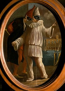Pulcinella og Pantalone. 18. århundrede (olie) af Venetian School