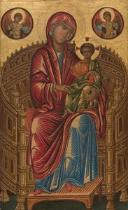 Madonna med barn på en buet trone, ca. 1260-1280 (tempera på lindepanel) af Veneto-Byzantine School