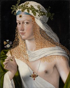Idealiseret portræt af en ung kvinde som Flora, ca. 1520 (blandede medier på poppel) af Veneto Bartolomeo