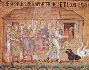 Noas liv, Noah, der leder sin familie i arken (mosaikdetalje