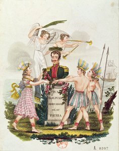 Populære billeder, der hylder Bolivar, ca. 1840 af Venezuelan School