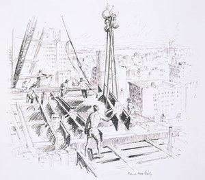 Bevægelige bjælker på 25. etage i Empire State Building, udgivet af William Edwin Rudge af Vernon Howe Bailey