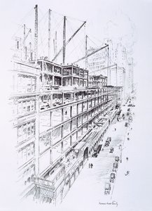 Udsigt til kranerne på 8. etage af Empire State Building, maj 1930, udgivet af William Edwin Rudge af Vernon Howe Bailey