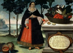 Indisk kvinde i fuld kjole (olie på lærred) af Vicente Alban