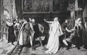 Maria de Molina afviser adelen (litografi) af Vicente Borras Abella