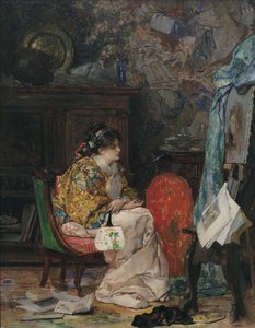 En model i kunstnerens atelier af Vicente Palmaroli y Gónzalez