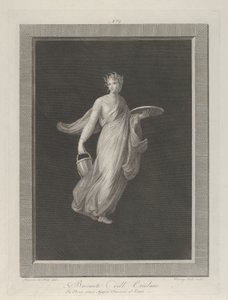 En delvis nøgen bacchante med en skive i sin løftede venstre hånd og en spand i h..., ca. 1795-1820 af Vicenzo Feoli