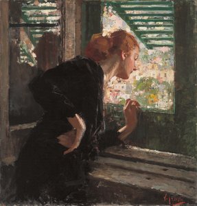 Dame ved et vindue
