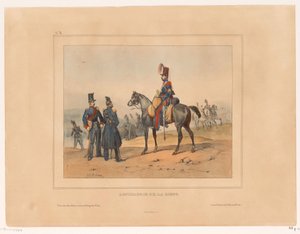 van de linie artilleri Linjeartilleri (titel på objekt) Military range en kostuums van het Franse leger i 1832 (serietitel) Samling af militærdragter, fransk hær 1832, repræsenteret i genreemner (serietitel) af Victor Adam