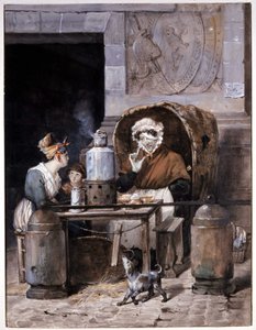 Cafehandler på gaden - af Adam, v.1850 af Victor Adam