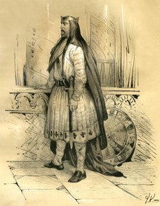 Clodion the Hair, leder af Salian Francs fra omkring 428 til sin død i 447, sandsynligvis forfader til Merovingianerne. Gravering af Victor Adam (1801-1866) i bogen "France in the Middle Ages" udgivet af Ardant-brødrene i midten af 1800-tallet. af Victor Adam