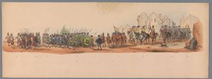 Historisk procession ved det andet århundrede for Utrecht University of Applied Sciences, 1836 (plade 10) De hollandske hæres anløb til Oostende, 3. juli 1600, dagen efter sejren ved Nieuwpoort; ifølge den udklædte præsentation, givet af H H Studen af Victor Adam
