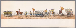 Historisk procession ved det andet hundrede år for Utrecht University of Applied Sciences, 1836 (plade 7) De hollandske hæres anløb til Oostende, 3. juli 1600, dagen efter sejren ved Nieuwpoort; ifølge den udklædte fremstilling givet af H H Student af Victor Adam