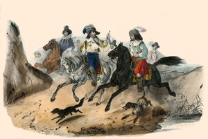 Udfordringen, mellem 2 herrer. i Album Grotesque, Choix de Types Remarkable”, illustrationer af Victor Adam, Paris, omkring 1850. af Victor Adam