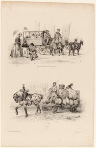 Omnibusvogn på Champs-Elysées, ca. 1841-44 (tryk) af Victor Adam
