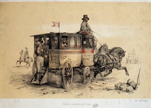 Paris omnibusbil - Litografi af Adam, ca. 1840 af Victor Adam