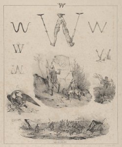 Bogstavet W: Washington, Wagram, Waterloo, 1833. af Victor Adam