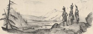 Tre soldater i et landskab, midten af 1800-tallet. af Victor Adam