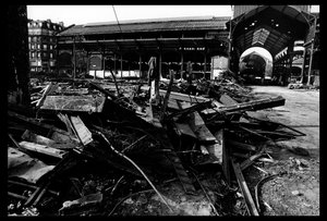 Nedrivning af det centrale marked i Paris, i august 1971 (s/h foto)
