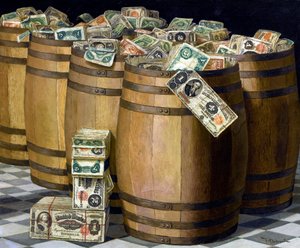 Barrels of Money, ca. 1897 (olie på lærred)