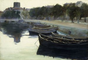 Både ved deres fortøjninger, 1876