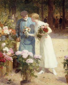 På Blomstermarked; På blomstermarkedet, af Victor Gabriel Gilbert
