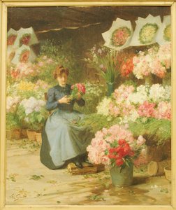 Blomstersælger foran Madeleine Kirke af Victor Gabriel Gilbert