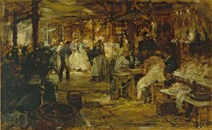 Le marché de la Madeleine, ca. 1890 (olie på træ) af Victor Gabriel Gilbert