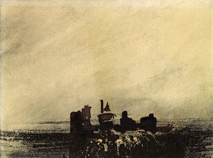 Feudale ruiner (blækvask på papir) af Victor Hugo