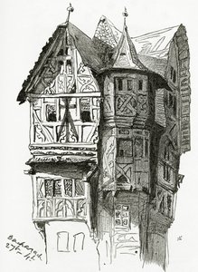 Hus i Bacharach ved Rhinen, 19. århundrede (sw-stik) af Victor Hugo