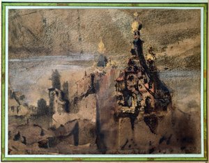 Minde om Spanien, 1850 (blækvask og gouache på papir) af Victor Hugo