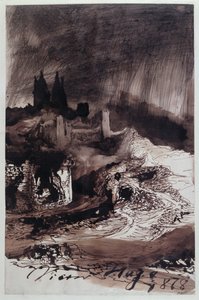 Slottet, 1878 (pen og blæk og vask på papir) af Victor Hugo